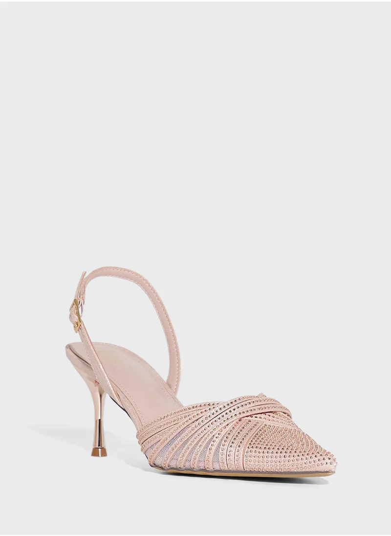 ايلا ليمتد اديشن Multistrap Diamante Pointy Backstrap Pump