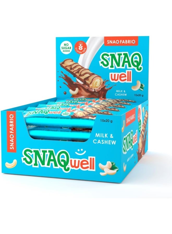 Snaq Fabriq Chocolate Wafer Milk Chocolate With Cashew Flavour 20Gm Box Of 15 - Image 1