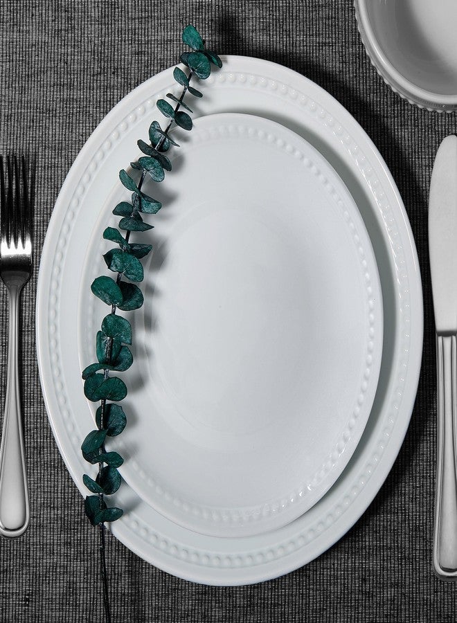 Everyday White طقم أطباق عشاء بيضاء مزينة بالخرز مكون من 4 قطع، مقاس 10.5 بوصة - Image 5
