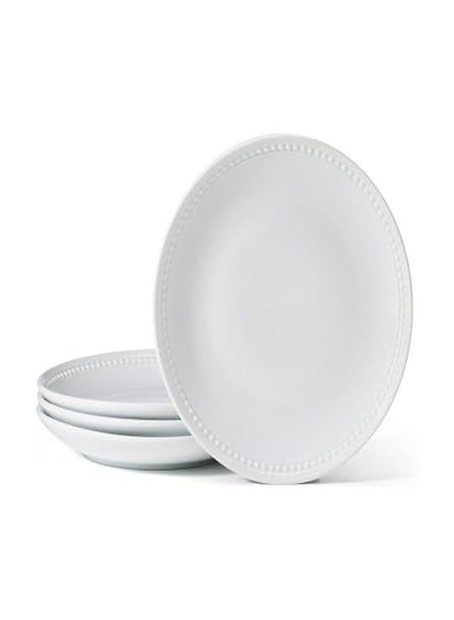 Everyday White طقم أطباق عشاء بيضاء مزينة بالخرز مكون من 4 قطع، مقاس 10.5 بوصة - Image 1