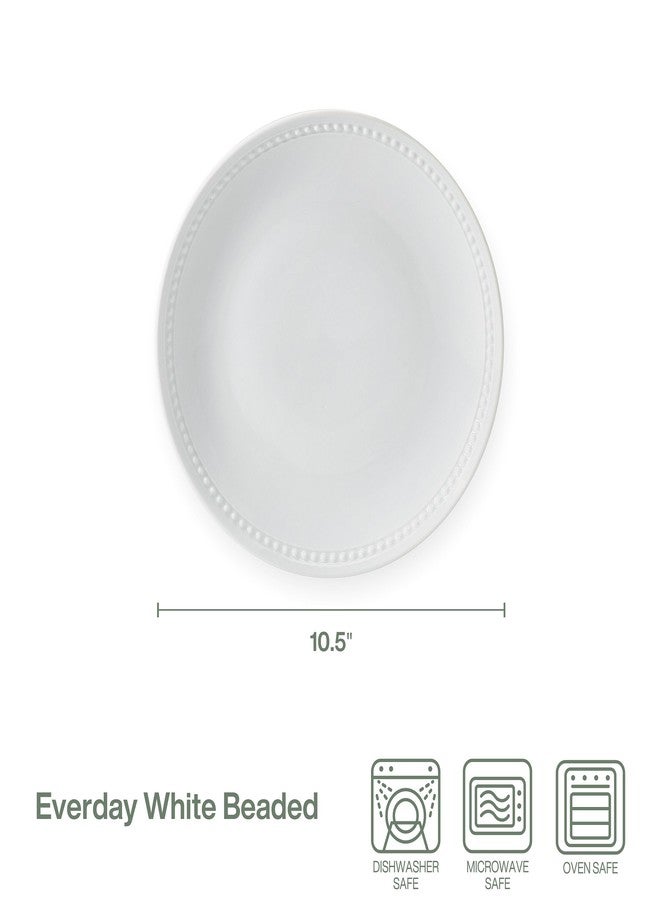 Everyday White طقم أطباق عشاء بيضاء مزينة بالخرز مكون من 4 قطع، مقاس 10.5 بوصة - Image 2