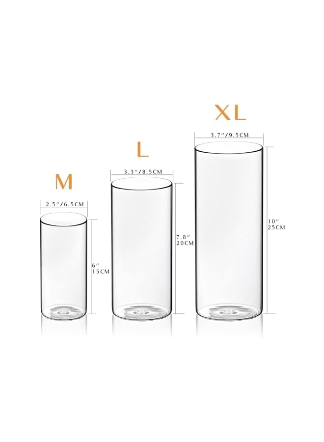 The Bros 9PCS-Hurricane Candle Holders Cylinder Flower Vases, Pillar Votives Floating Candles Holder, Clear Glass Vase for Wedding Party Decoration - Image 2
