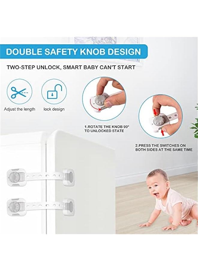 Gonice Multi-Functional Anti-Clip Latch System Adjustable Child Safety Lock For Cabinets, Refrigerator, Drawer, Grey  - Image 2