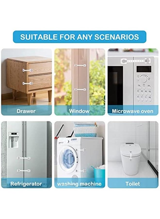 Multi-Functional Anti-Clip Latch System Adjustable Child Safety Lock For Cabinets, Refrigerator, Drawer, Grey