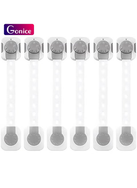 Multi-Functional Anti-Clip Latch System Adjustable Child Safety Lock For Cabinets, Refrigerator, Drawer, Grey