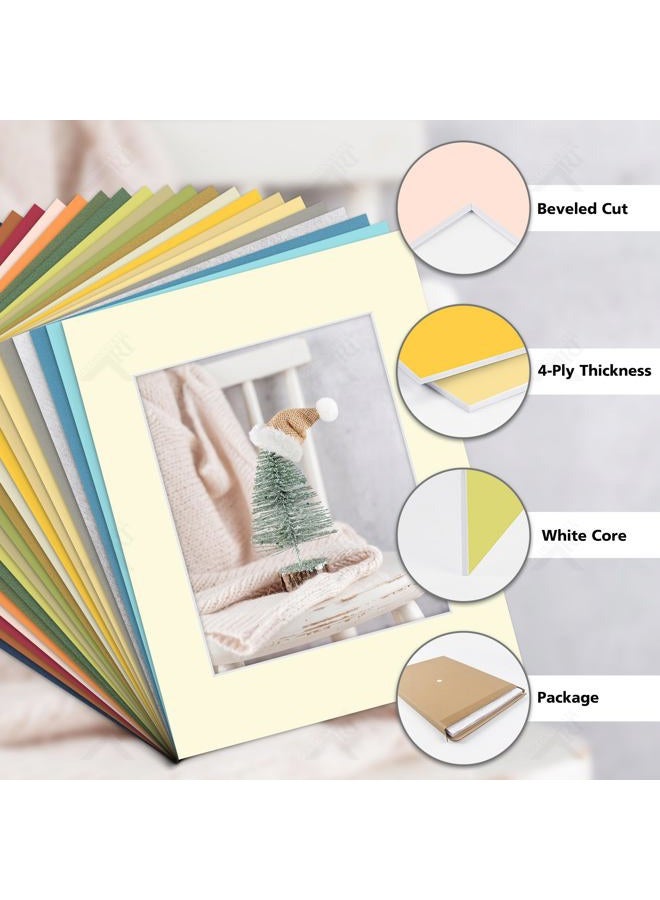 Golden State Art , Pack of 20 Mixed Colors 11x14 Picture Mats Matting with White Core Bevel Cut for 8x10 Pictures - Image 3