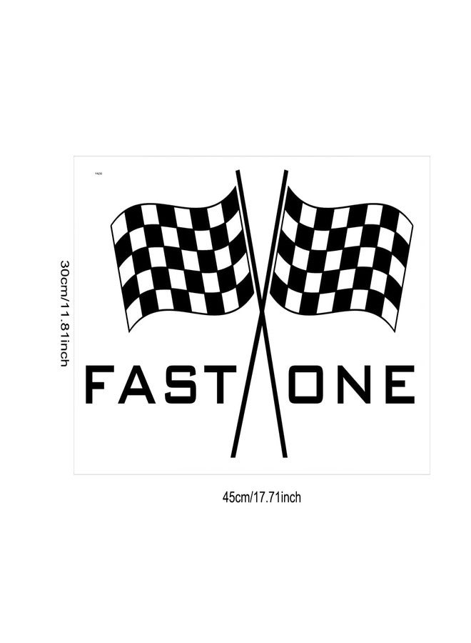 BOOMPA Fast One Racing Checkered Flag Birthday Party Backdrop, Round Arch Wall Sticker, Round Arch Sticker, Birthday Party Supplies，Black and White - Image 4