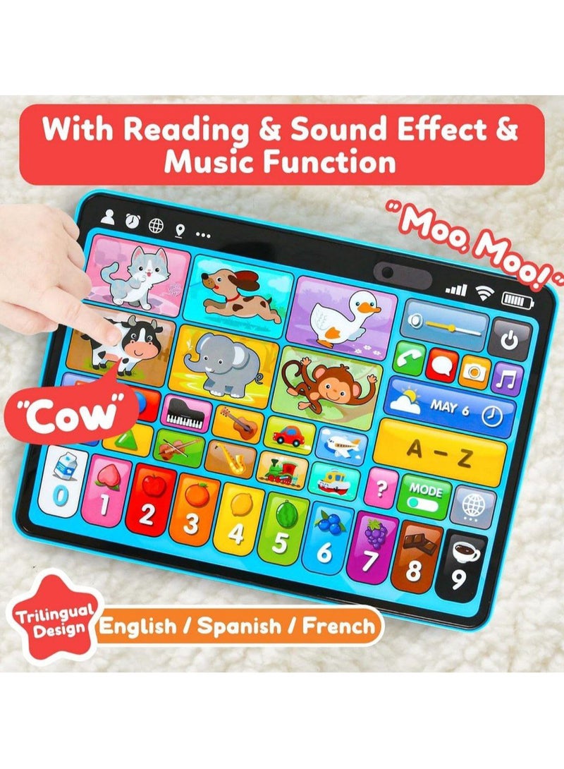 Educational Tablet for Toddlers 1-3 Years Old, Trilingual Learning Toys with Music and Sound, Montessori Speech Therapy Toys for 1 Year Olds, Musical Toys for 12-18 Months, STEM Toys for Toddlers 1-2 Years Old, Gifts for 2-3 Year Olds - Image 3