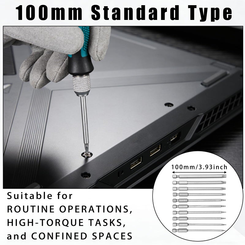 JUNXILPPD 23pcs Torx Screwdriver Set, Tamper Proof Torx Bit Set (11x4" + 11x8") With Bit Holder Ultra-Long Security Star Bits T6-T40 S2 Steel Magnetic Star Screwdriver Bits For Deep Hole, Electronics Repair - Image 4