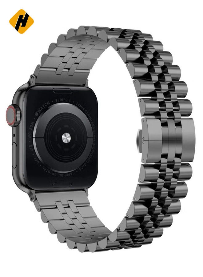 HuHa Compatible with Apple Watch Band 41mm 40mm 38mm, Stainless Steel Heavy Band with Butterfly Folding Clasp Link Bracelet for iWatch Series8/7/6/ SE Series 5/4/3/Men Women,  - Image 1