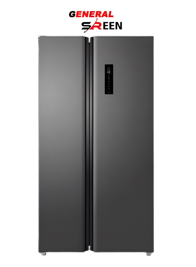 General SREEN Side by Side No Frost Inverter Refrigerator 21.61 Cu Ft Dark Silver – GSRF-612NFS - Image 1