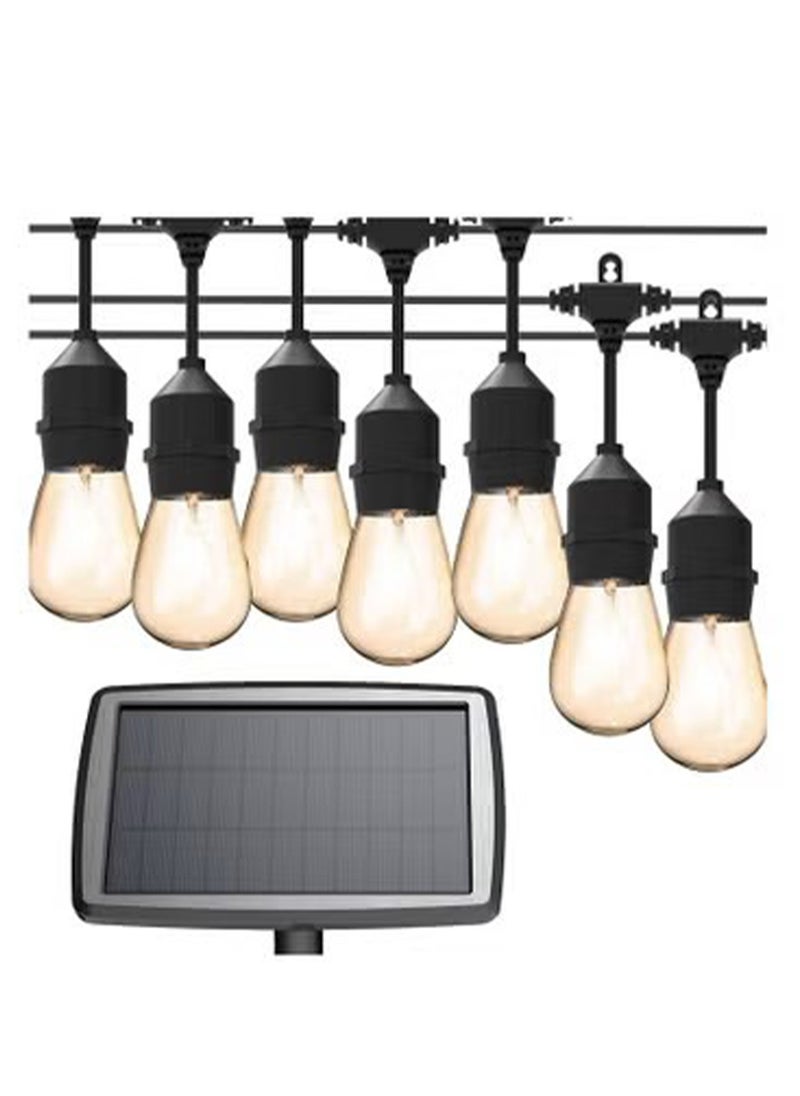 DANIM Solar String Lights 50FT/15M Party Remote Control Light with 15 LED Bulbs IP65 Waterproof Type C Solar Charging Hanging Patio Light  - Image 1