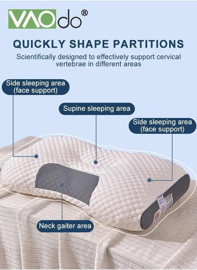 VAOdo Bed Pillow for Sleeping Ergonomic Cervical Contour Pillow for Side Back and Stomach Sleeper Pillow for Neck Shoulder Pain Neck Pillow  - Image 2