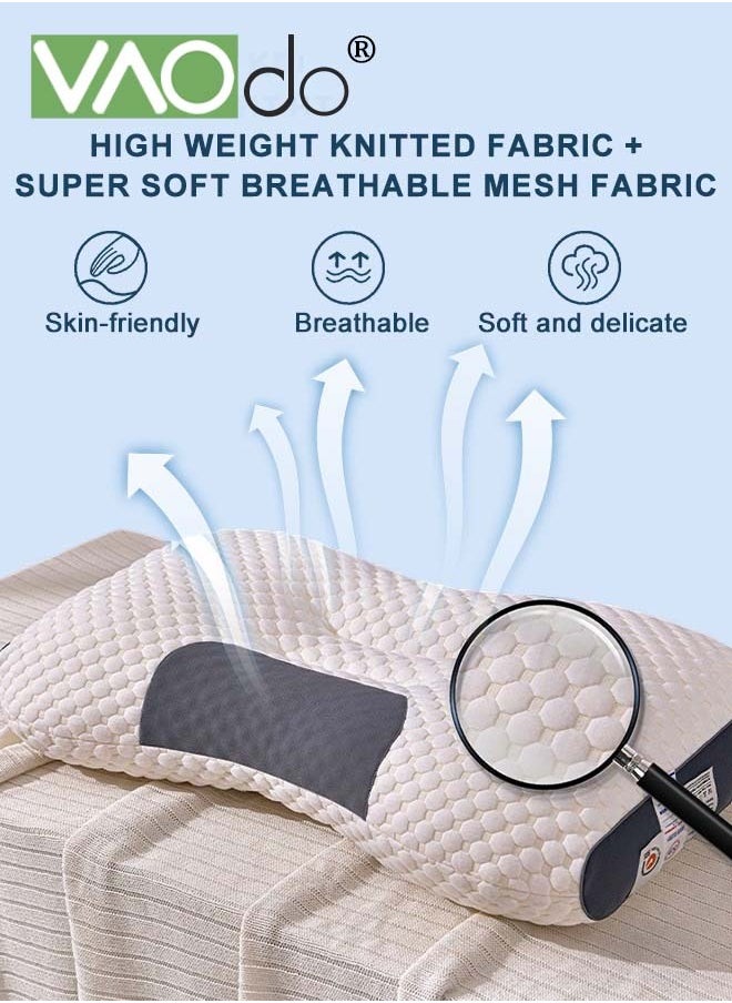 VAOdo Bed Pillow for Sleeping Ergonomic Cervical Contour Pillow for Side Back and Stomach Sleeper Pillow for Neck Shoulder Pain Neck Pillow  - Image 4