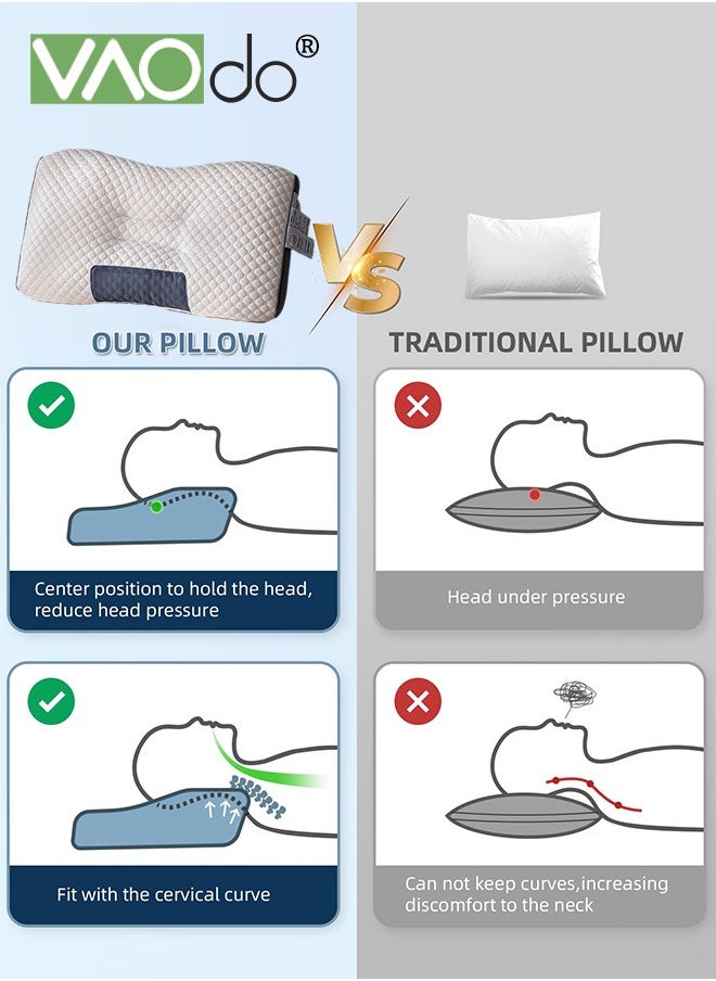 VAOdo Bed Pillow for Sleeping Ergonomic Cervical Contour Pillow for Side Back and Stomach Sleeper Pillow for Neck Shoulder Pain Neck Pillow  - Image 5