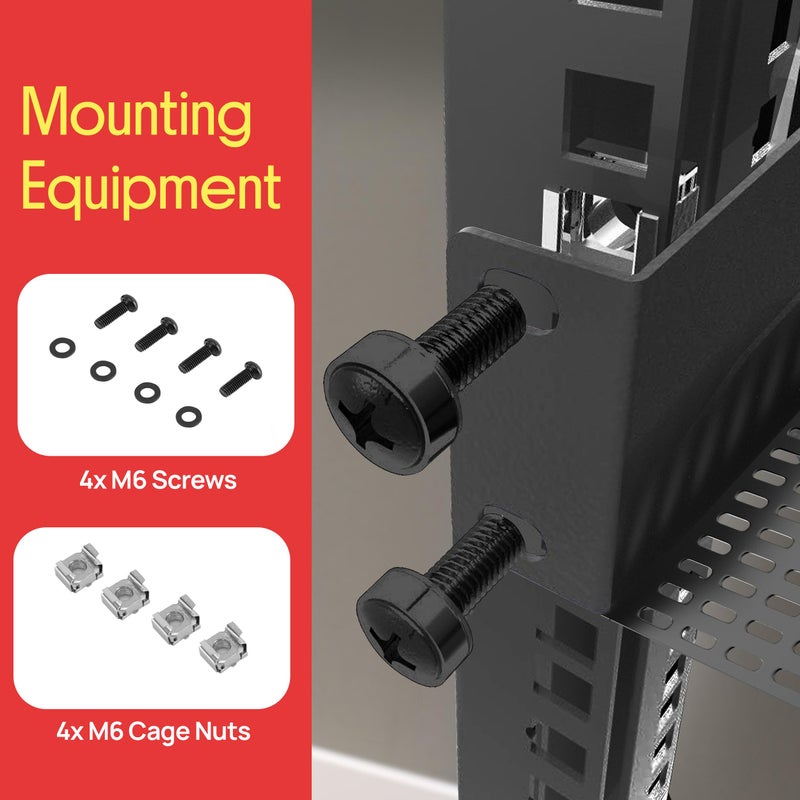 Pyle 2-Pc 1U Server Rack Shelf, Vented Shelves for Good Air Circulation, Cantilever Mount, Wall Mount Rack, Universal Device, Cabinet Shelf, Computer Case Mounting Tray, Black-Pyle PLRSTN14UX2 - Image 4