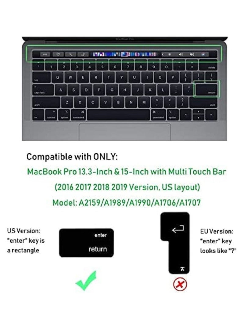 AMM US Layout Arabic/English Ultra Thin Silicone Keyboard Cover for MacBook Pro 13 & 15-Inch with Touch Bar & Touch ID, Model:A2159/A1989/A1706/A1990/A1707 Release 2019/2018/2017/2016, Black - Image 2