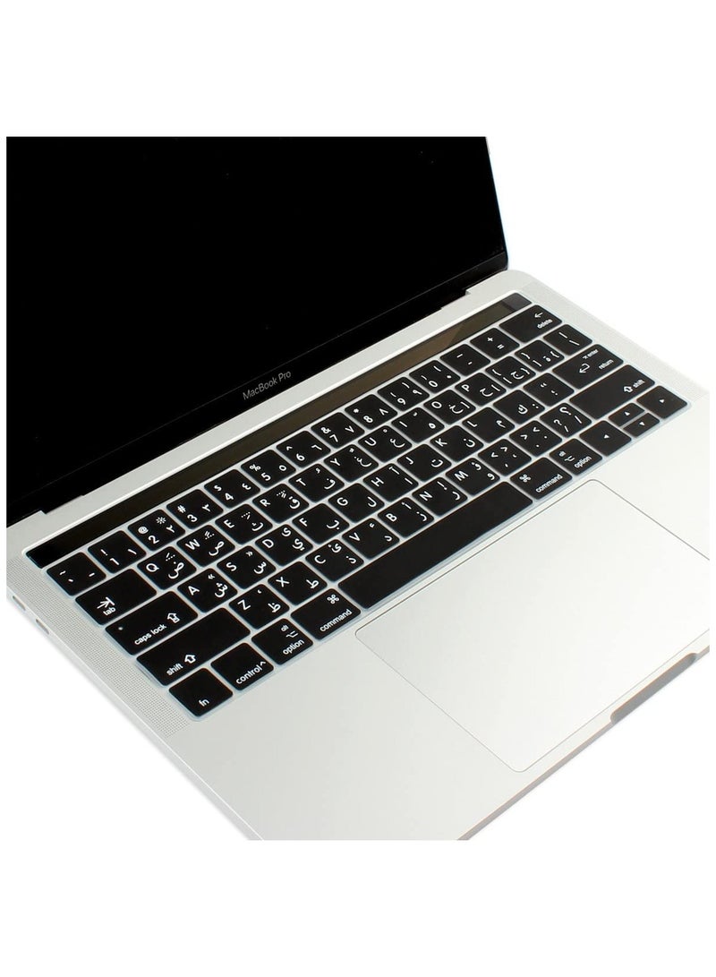 AMM US Layout Arabic/English Ultra Thin Silicone Keyboard Cover for MacBook Pro 13 & 15-Inch with Touch Bar & Touch ID, Model:A2159/A1989/A1706/A1990/A1707 Release 2019/2018/2017/2016, Black - Image 5