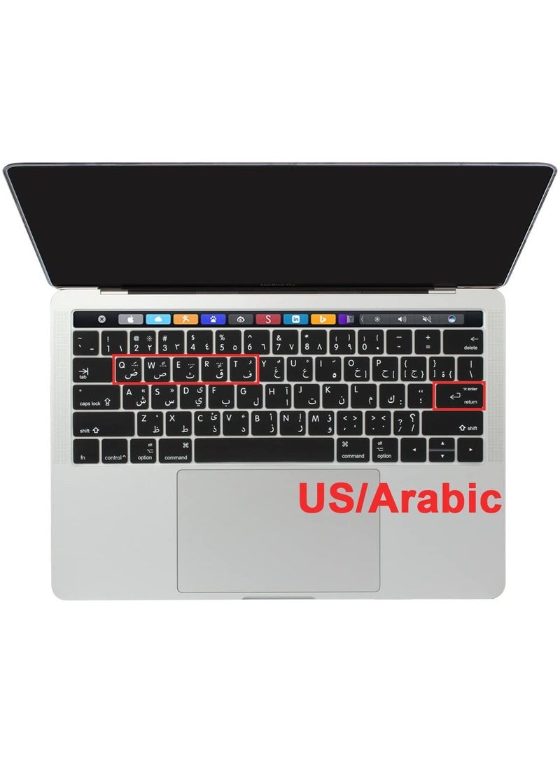 AMM US Layout Arabic/English Ultra Thin Silicone Keyboard Cover for MacBook Pro 13 & 15-Inch with Touch Bar & Touch ID, Model:A2159/A1989/A1706/A1990/A1707 Release 2019/2018/2017/2016, Black - Image 4