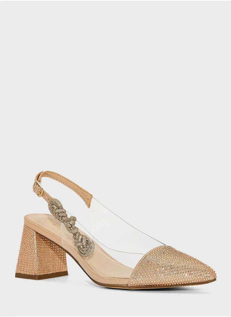 منبور Pointed Toe Mid Heel Sandals