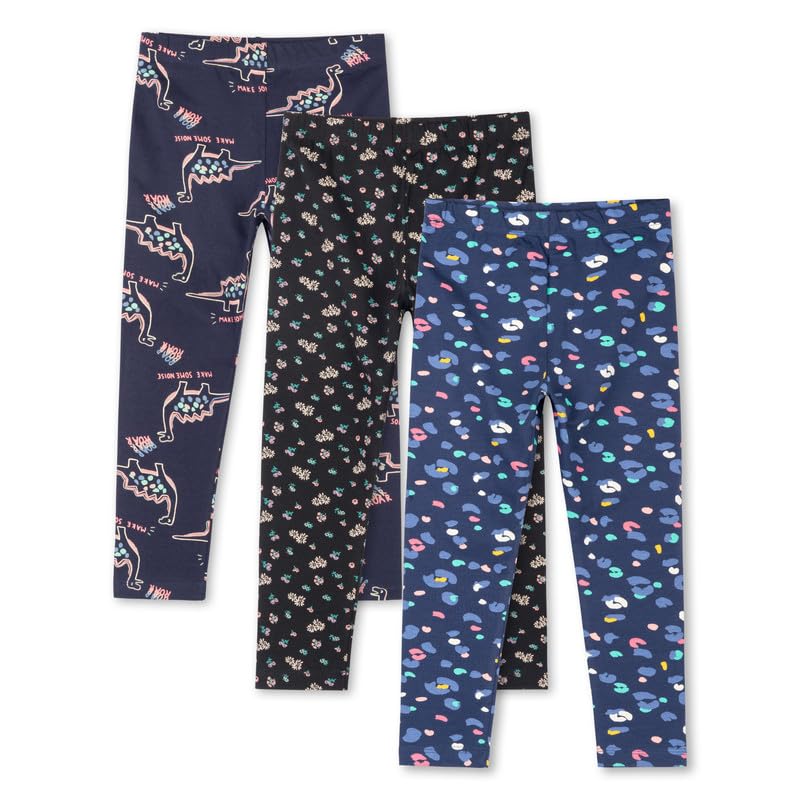 ARIEL Girls Cotton Printed Regular Fit Non-Transparent Ankle Length Mid Rise Leggings(AR-G-Leg-P3-910-(bflo+bpr+navro)_011_Multicolor_9 Years - 10 Years) - Image 3