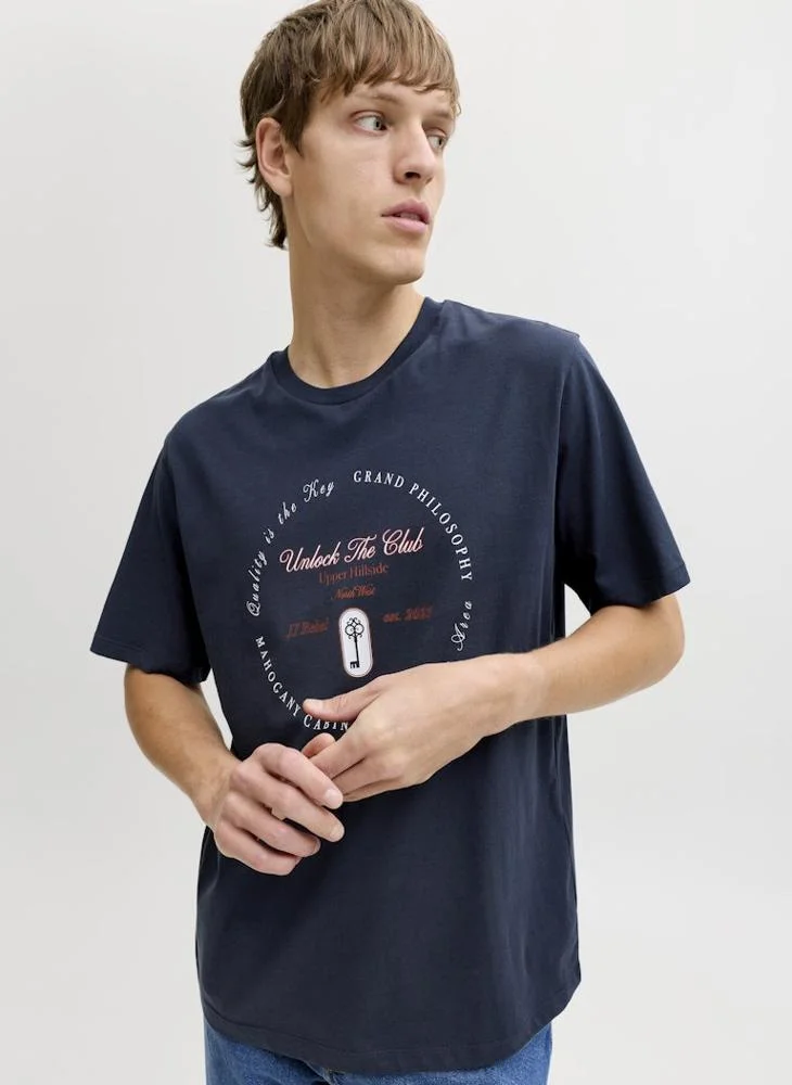 JJ Rebel Logo Regular Fit Crew Neck T-Shirt