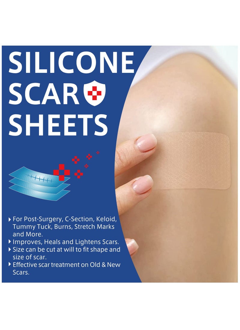 ALIVER - Medical Grade Silicone Scar Sheets Roll 3m Tape Keloid C-Section Surgical Scars Removal Treatment Silicon Gel Cream Patch Bandage Removes Abs Tuck Surgery Scars (4cm x 3m) - Image 1