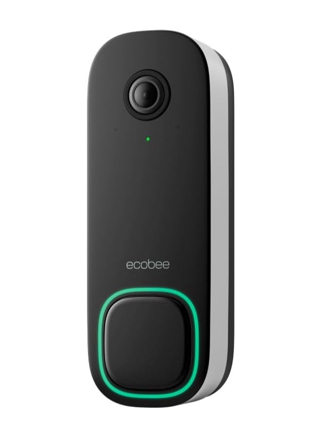 Ecobee - Ecobee Smart Video Doorbell Camera Smart Security, Night Vision, Person and Package Sensors, 2-Way Talk, and Video & Snapshot Recording - Wired - Image 1