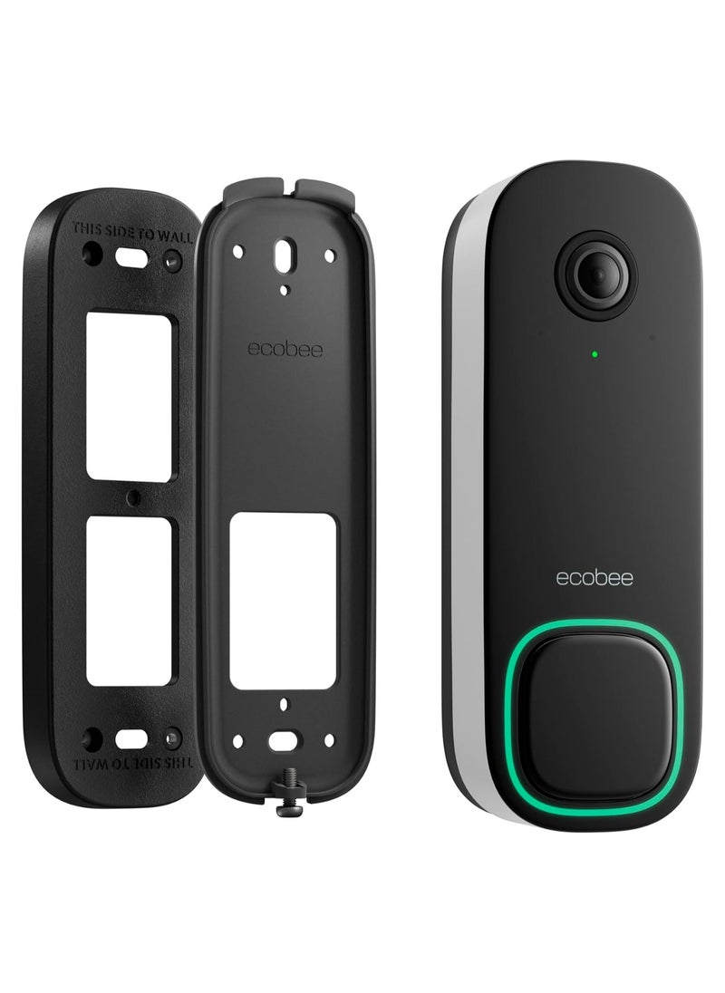 Ecobee - Ecobee Smart Video Doorbell Camera Smart Security, Night Vision, Person and Package Sensors, 2-Way Talk, and Video & Snapshot Recording - Wired - Image 1