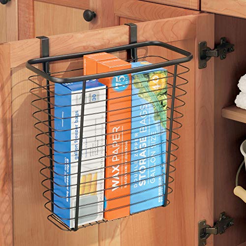 InterDesign iDesign Steel Over-The-Cabinet Waste Basket or Storage Bin, The Axis Collection, 7.1" x 12.2" x 14.2", Bronze - Image 2
