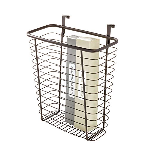 InterDesign iDesign Steel Over-The-Cabinet Waste Basket or Storage Bin, The Axis Collection, 7.1" x 12.2" x 14.2", Bronze - Image 1