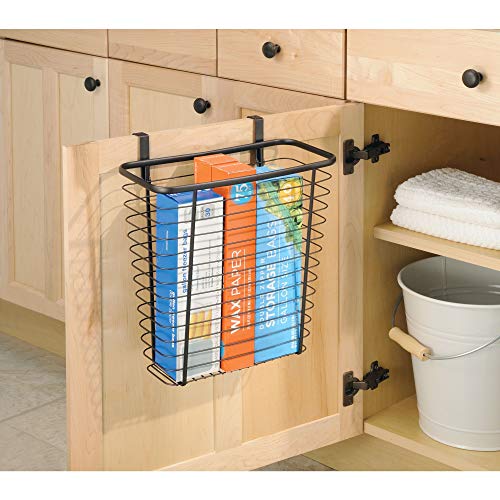 InterDesign iDesign Steel Over-The-Cabinet Waste Basket or Storage Bin, The Axis Collection, 7.1" x 12.2" x 14.2", Bronze - Image 3