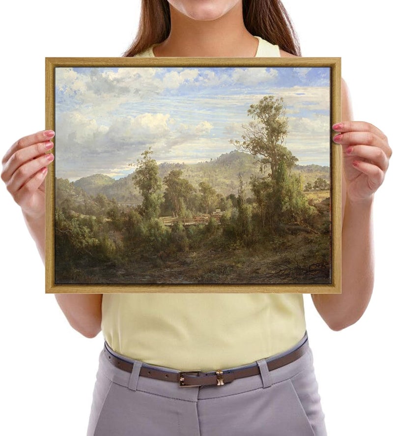Pyradecor Large Vintage Canvas Wall Art Retro Natural Wood Framed Home Decor - Image 4