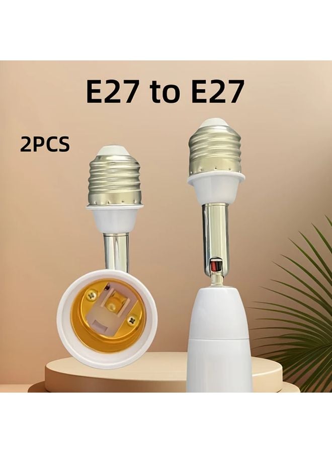 Set of 2 E27 to E27 Lamp Socket Extenders 180 Degree Flexible Position Holder - Image 2
