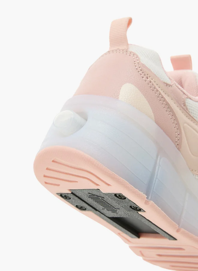 Little Missy Girls Panelled Light-Up Sneakers with Rotating Buckle Closure