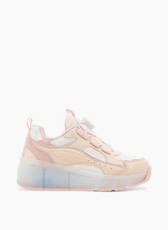 Little Missy Girls Panelled Light-Up Sneakers with Rotating Buckle Closure