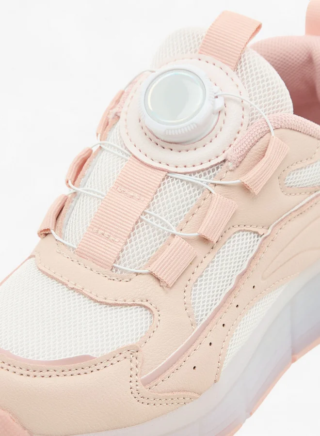 Little Missy Girls Panelled Light-Up Sneakers with Rotating Buckle Closure