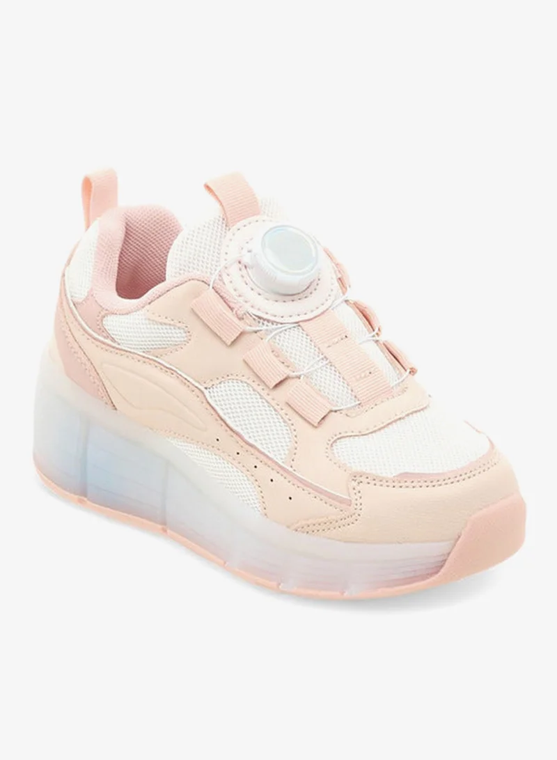 ليتل ميسي سنيكرز بناتي مضيء بألواح وإبزيم دوار