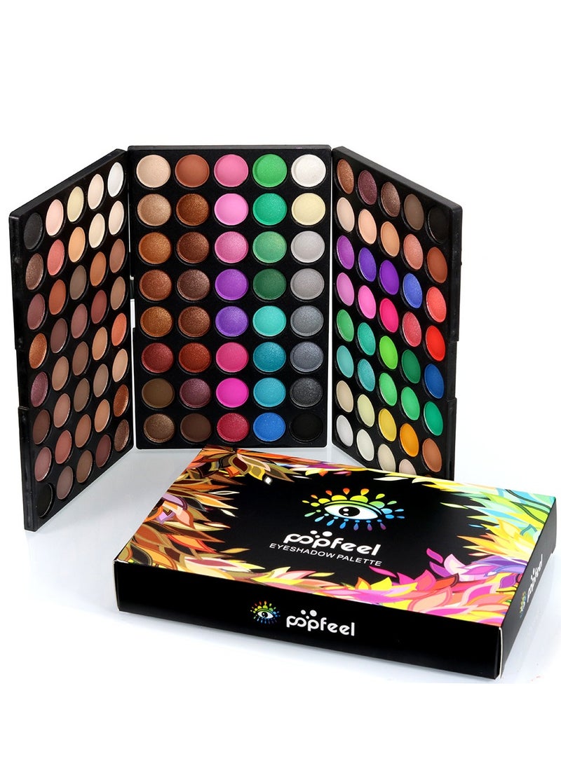 popfeel 120 Vivid Colors Mini Eyeshadow Palette Matte and Shimmer - Professional 3 Layers Bright and Warm Colorful Eye Shadow Palette Makeup Set  - Image 1