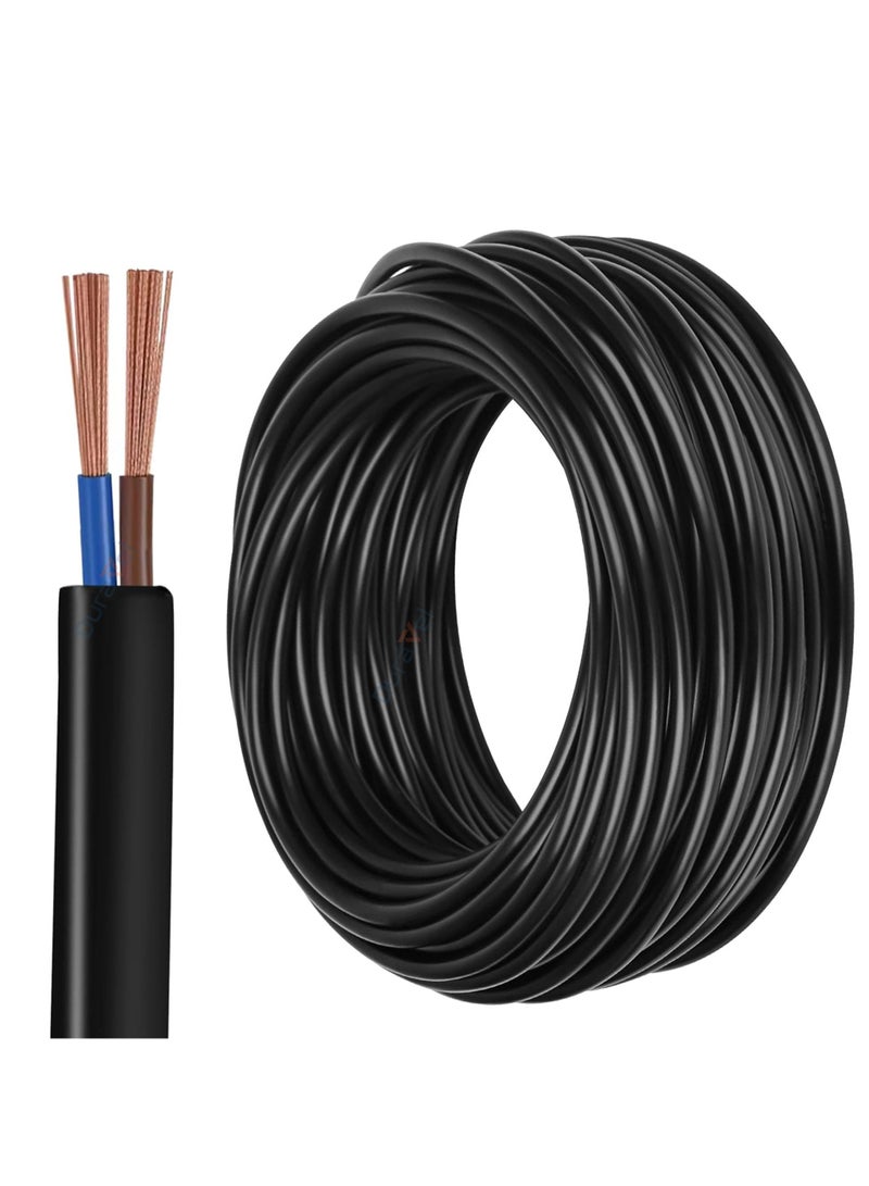 درافل سلك كهربائي دورافيل، معزول بمادة PVC سوداء، سلك طاقة دائري مرن (أسود، ثنائي النواة، 20 متر، 1 مم) - Image 1