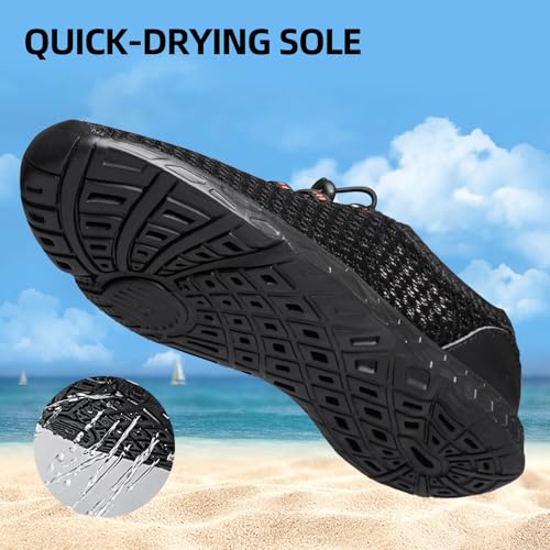 DOUSSPRT Men's Water Shoes Quick Drying Sports Aqua Shoes AllBlack Size 8 - Image 3