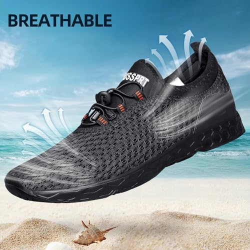 DOUSSPRT Men's Water Shoes Quick Drying Sports Aqua Shoes AllBlack Size 8 - Image 4