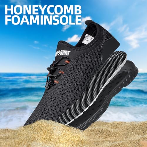 DOUSSPRT Men's Water Shoes Quick Drying Sports Aqua Shoes AllBlack Size 8 - Image 5