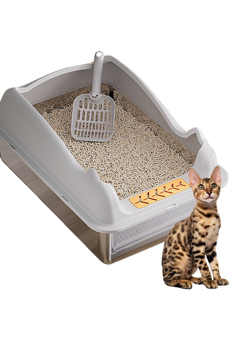 Kidle - Stainless Steel Cat Litter Box Metal Cat Litter Box Tray with High Wall Sides Easy to Clean - Image 1