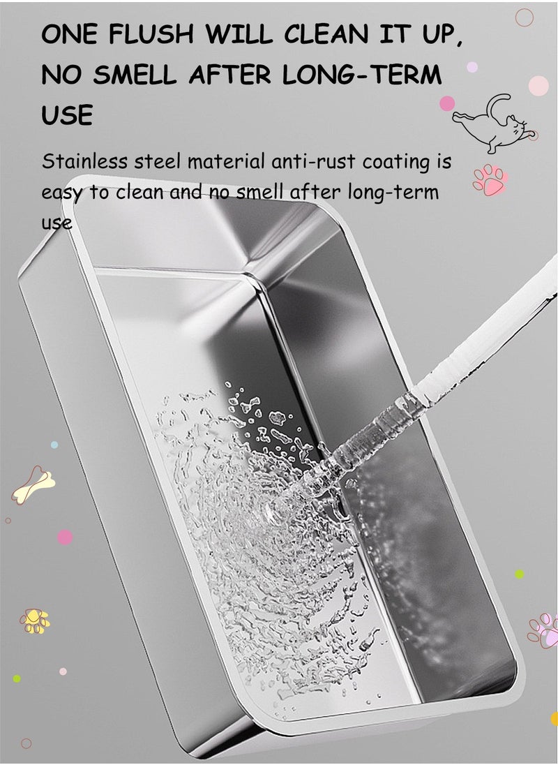 Kidle - Stainless Steel Cat Litter Box Metal Cat Litter Box Tray with High Wall Sides Easy to Clean - Image 1