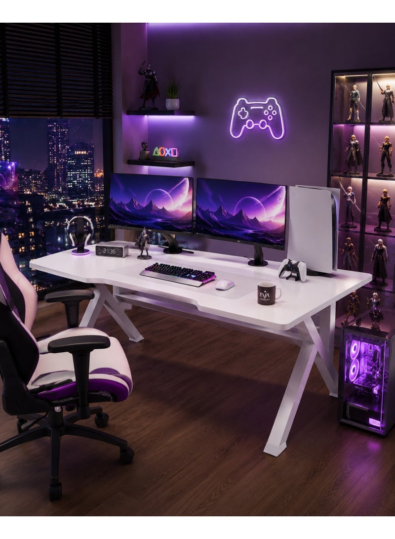 Nadrab K Shaped Gaming Desk 100x60cm Computer Table Home Office Computer Desk Table Large Desktop Easy to assemble - Image 2