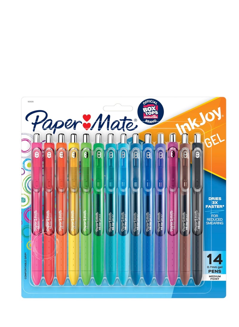 Paper Mate أقلام جل من Paper Mate InkJoy، ذات رأس متوسط، ألوان متنوعة، مجموعة من 14 قلمًا  - Image 1