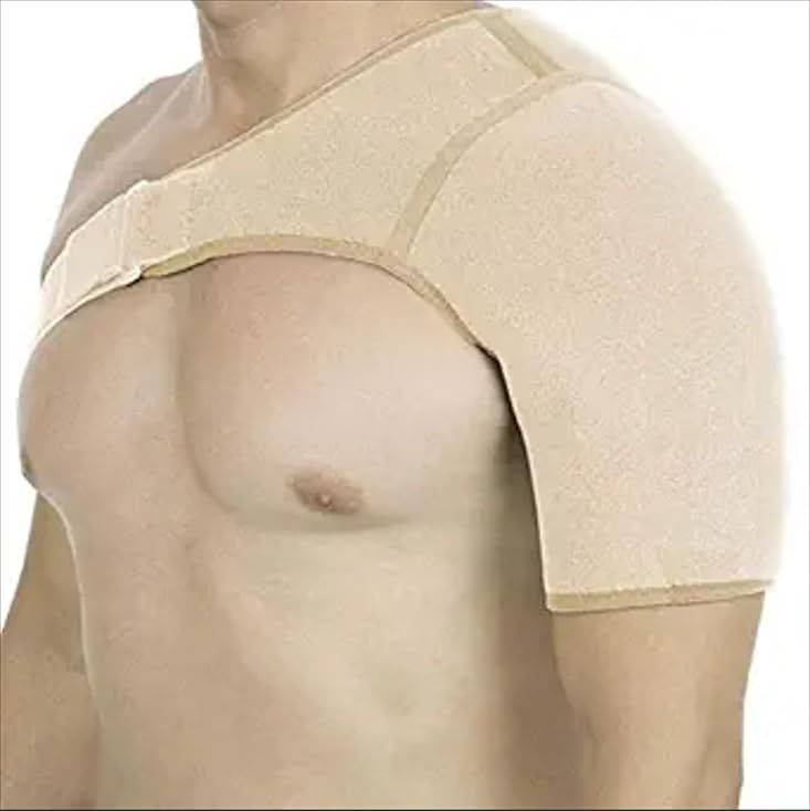 KUDIZE Shoulder Support Adjustable Neoprene Stretch Strap Wrap Belt Band Pads Gym Guard Brace Support Medical Posture Compression Shoulder Pad (Left Shoulder) - Image 1