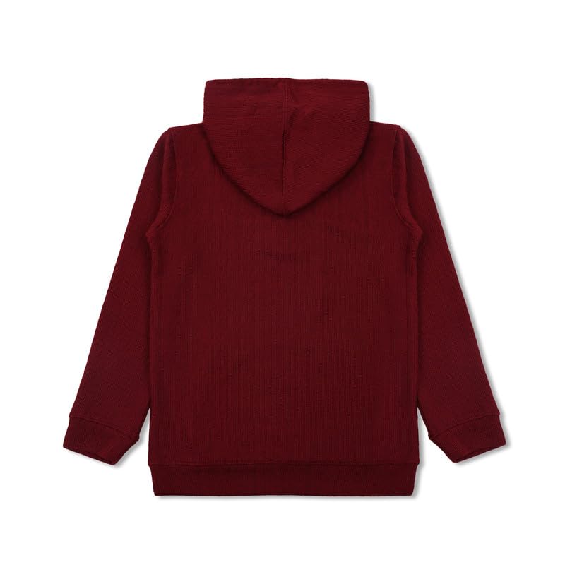 CAVIO Boys Cotton Solid Full Sleeves Hooded Sweatshirt - Maroon - Image 4