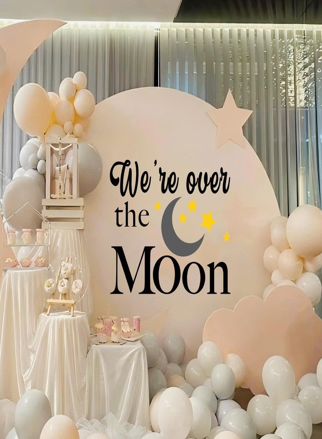 BOOMPA We are Over The Moon Baby Shower Wall Decal, Vinyl Round Arch Decoration, 35.4 x 11.8 inches, Matte Black (Black （Moon）) - Image 1